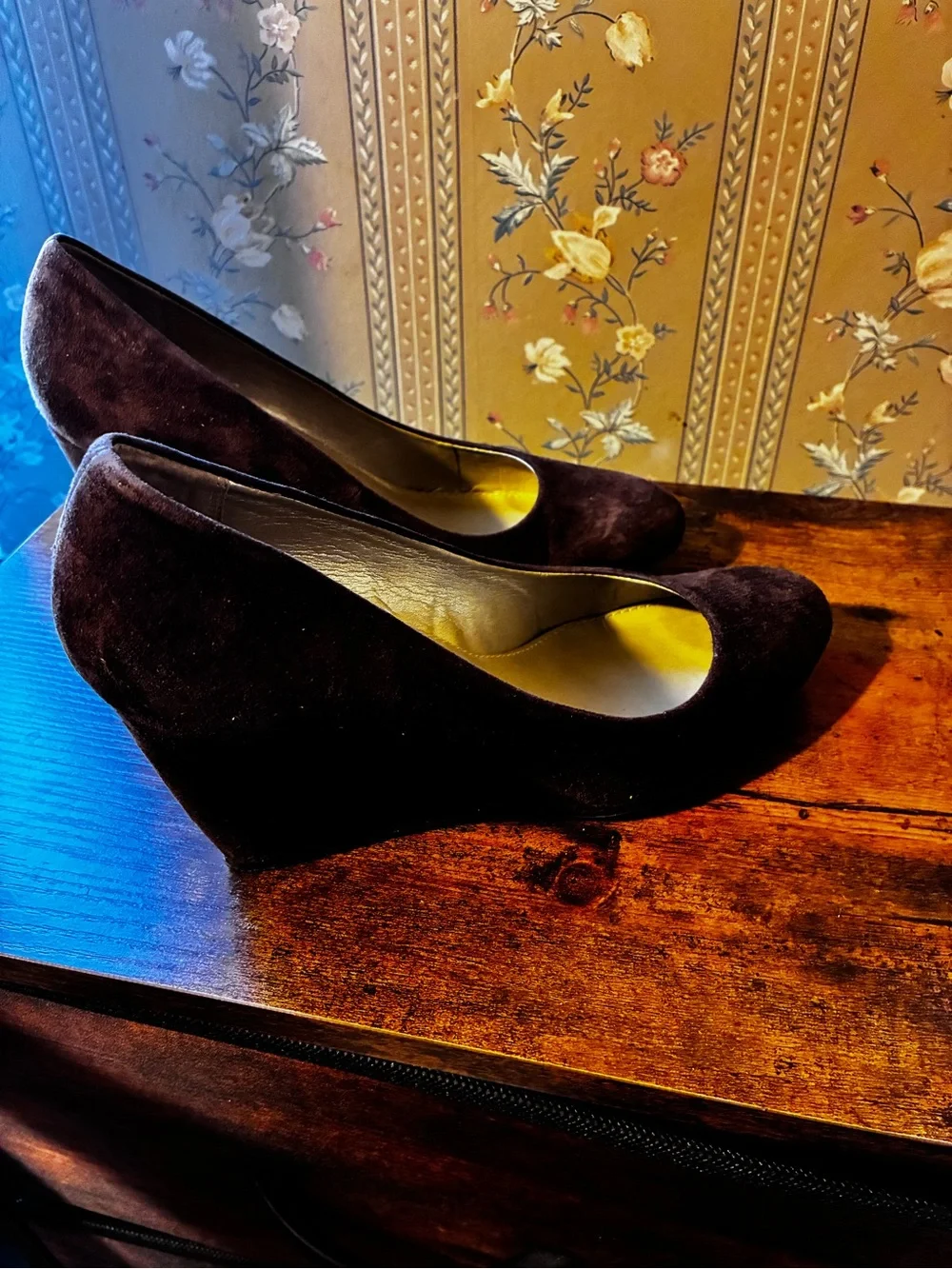 Bandolino Dark Brown Suede Wedge Pumps